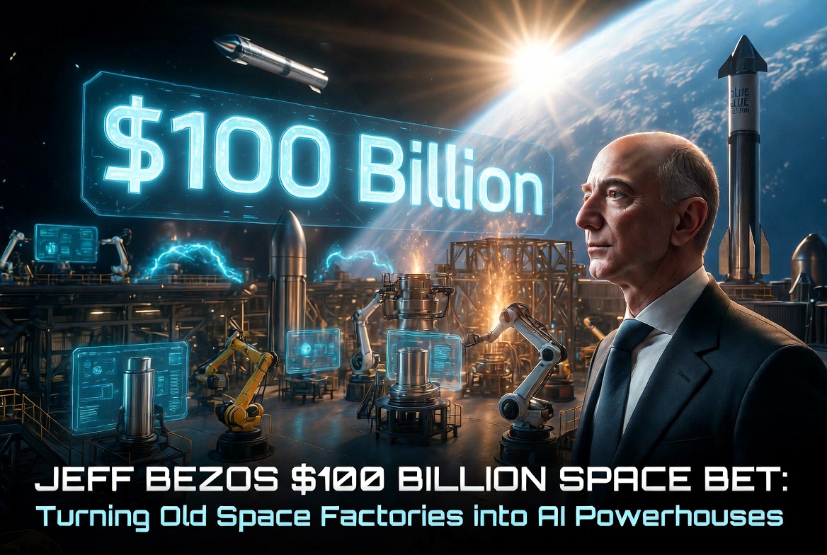 Editorial illustration of physical AI reshaping aerospace factories